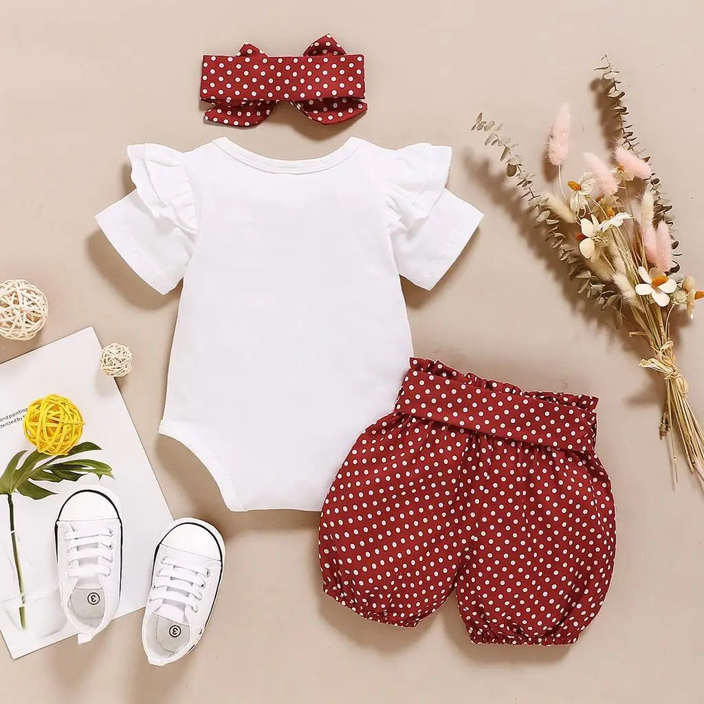 Baby Mädchen Strampler Set Aus Baumwolle - 3-teiliges Polka Dot Outfit Für Den Sommer 5
