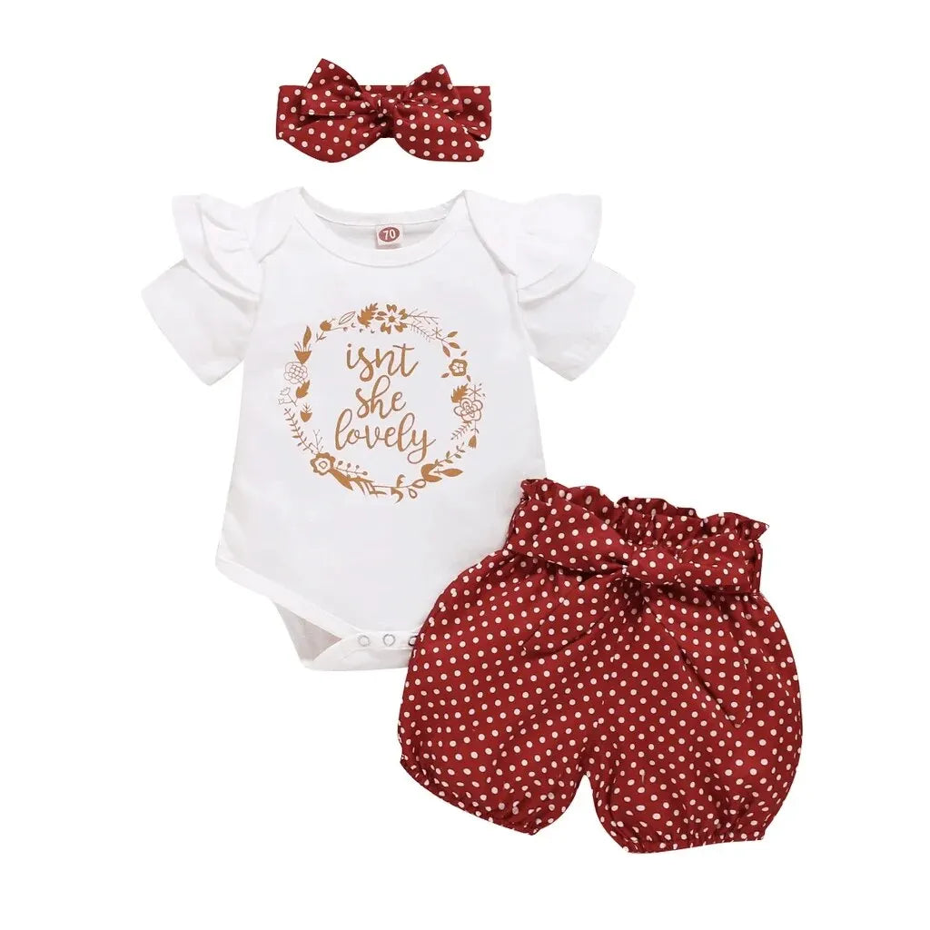 Variant image for Baby Mädchen Strampler Set Aus Baumwolle - 3-teiliges Polka Dot Outfit Für Den Sommer-2
