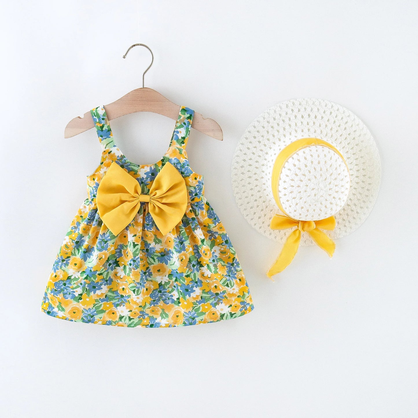 Blumen-Mädchenkleid Set mit Hut - Sommermode für Kleinkinder 0-3 Jahre 1