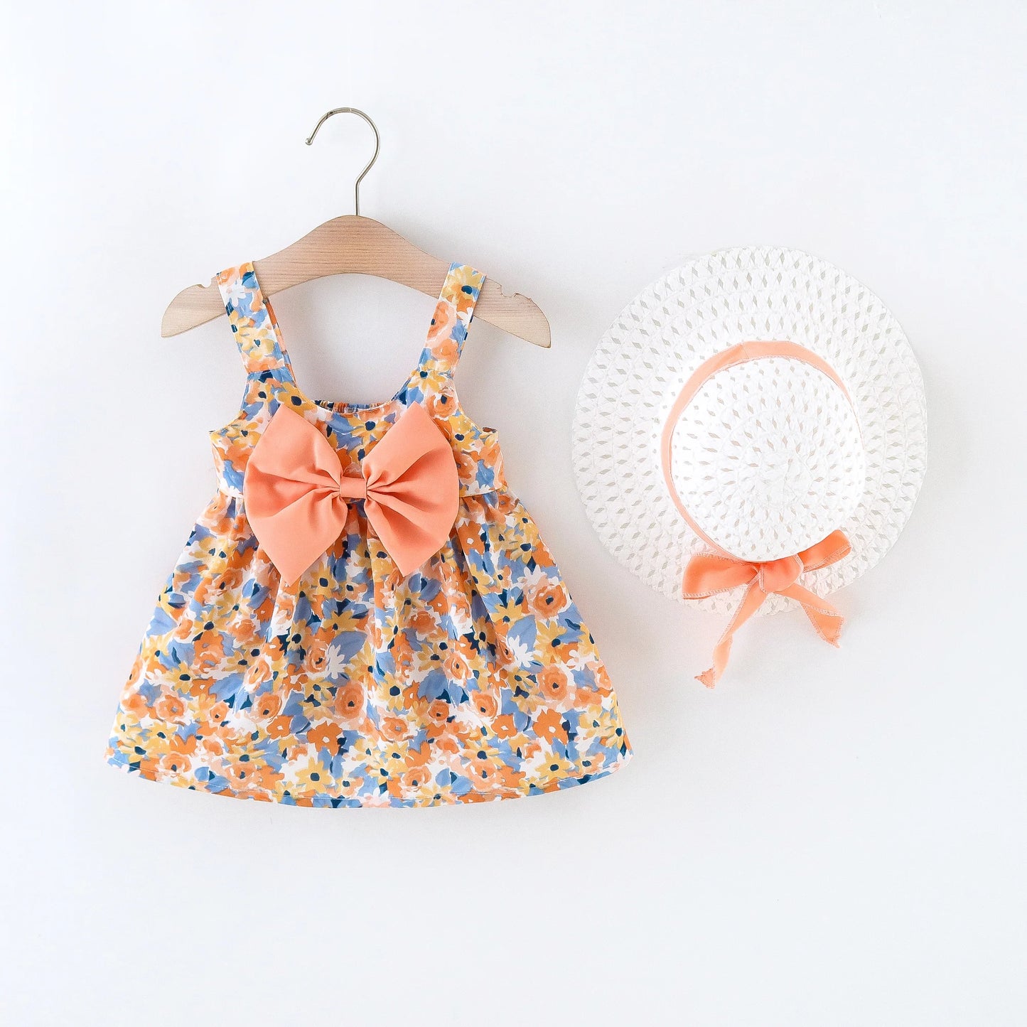 Variant image for Blumen-Mädchenkleid Set mit Hut - Sommermode für Kleinkinder 0-3 Jahre-1