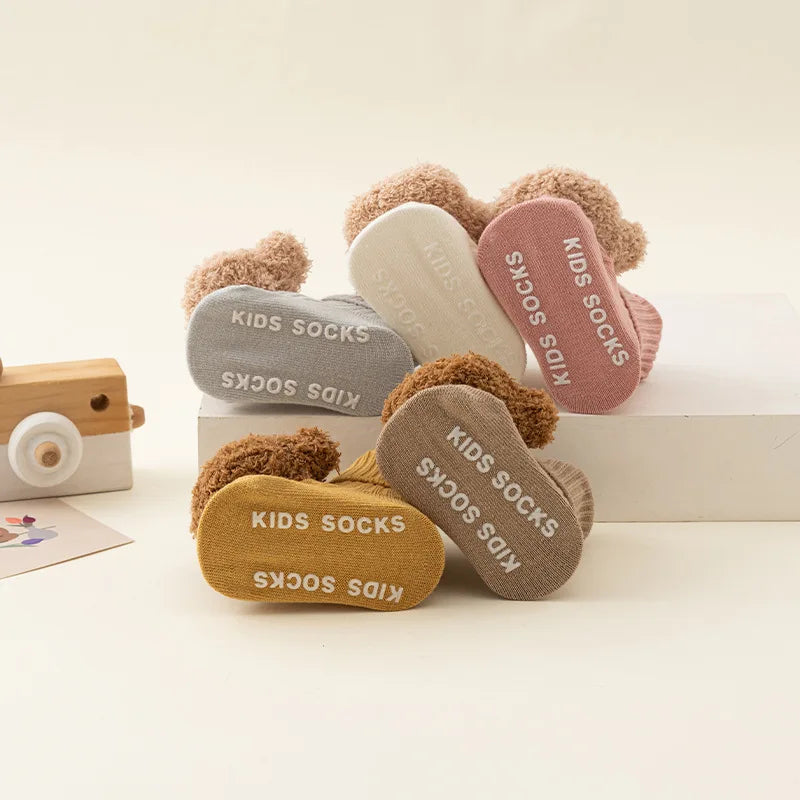 Süße Cartoonbären Socken Aus Baumwolle Mit Anti-Rutsch-Sohle Für Neugeborene Und Kleinkinder 3