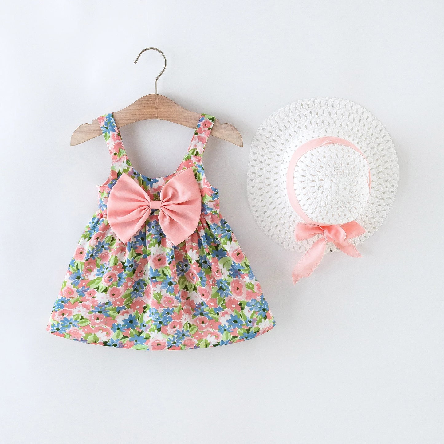 Blumen-Mädchenkleid Set mit Hut - Sommermode für Kleinkinder 0-3 Jahre 5
