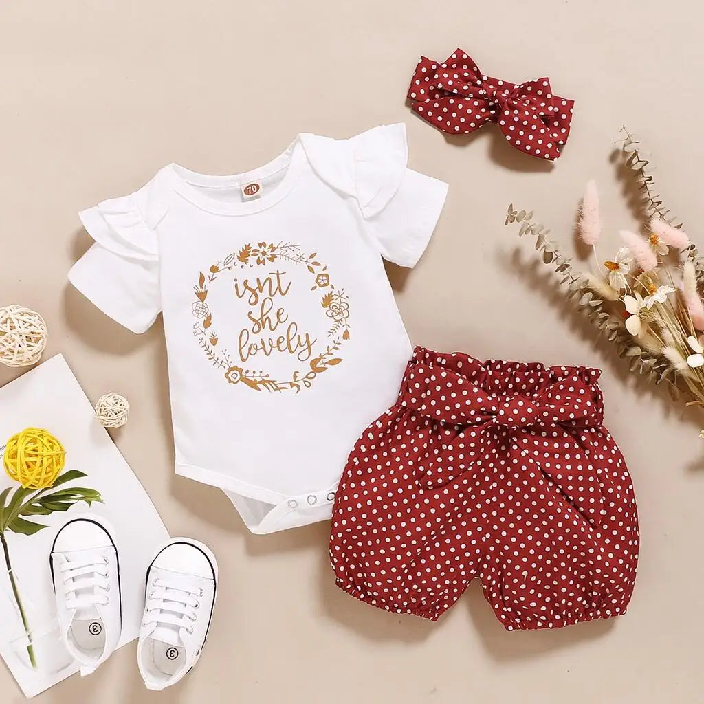 Baby Mädchen Strampler Set Aus Baumwolle - 3-teiliges Polka Dot Outfit Für Den Sommer 4