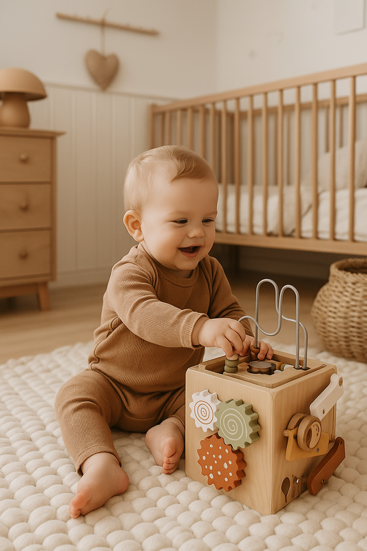 Montessori Aktivitätswürfel Holzspielzeug für Babies und Kinder