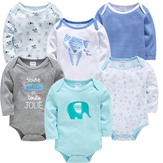 Kavkas - 6er Set Langarm Baby Bodysuits aus 100% Baumwolle für Neugeborene, Perfekt als Geschenk zur Geburt oder ersten Geburtstag 1