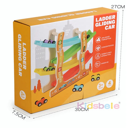 Montessori wooden car slide toy for toddlers and children
