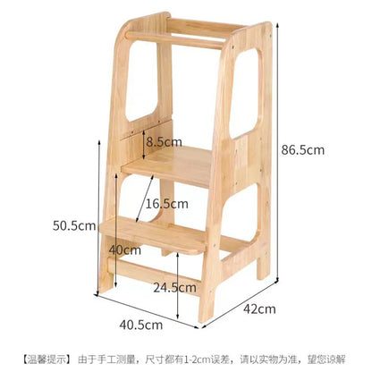 Tritthocker 2-stufig aus Holz für Kleinkinder zum Händewaschen Lernen