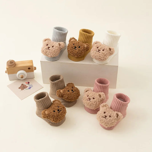Süße Cartoonbären Socken Aus Baumwolle Mit Anti-Rutsch-Sohle Für Neugeborene Und Kleinkinder 1