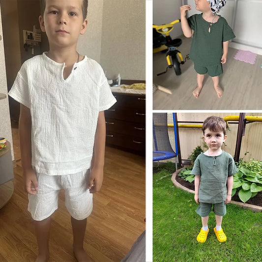 Kids Tales - Baumwoll-Leinen Sommer Outfit für Kinder, Größen 90-140, Stilvoll & Atmungsaktiv 5