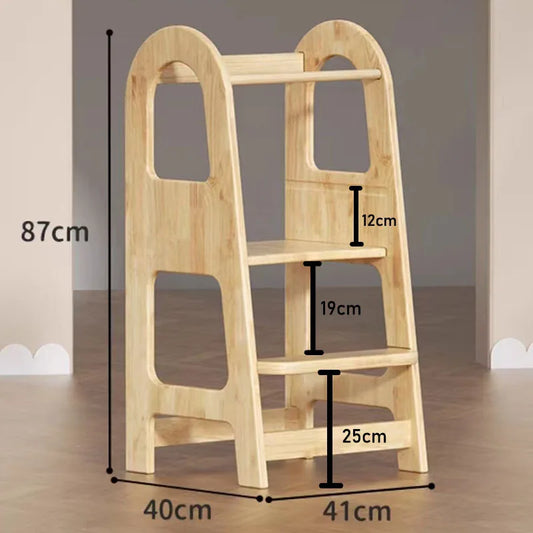 2-step wooden step stool for toddlers to learn to wash their hands