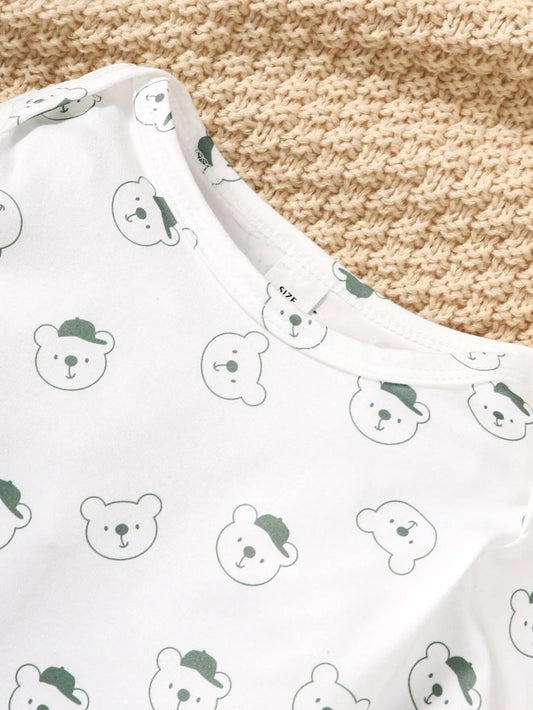 Babyset Mit Bärenmotiv - Langarmoberteil Und Grüne Hose Für 3-24 Monate, Nachhaltige Materialien 2