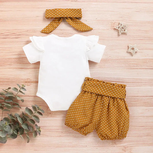 Baby Mädchen Strampler Set Aus Baumwolle - 3-teiliges Polka Dot Outfit Für Den Sommer 2
