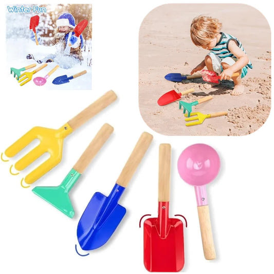 5-piece beach and garden wooden toy for children