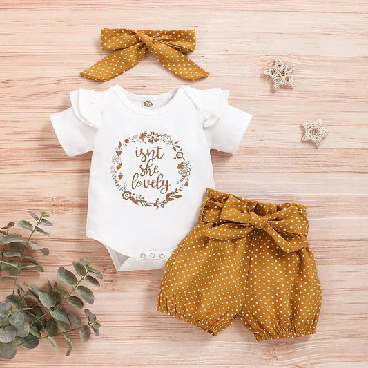 Baby Mädchen Strampler Set Aus Baumwolle - 3-teiliges Polka Dot Outfit Für Den Sommer 1