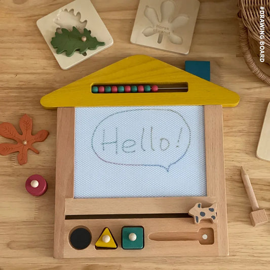 Montessori children's painting and drawing board. Learn to write and paint.