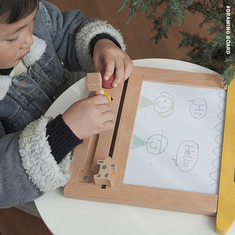 Montessori children's painting and drawing board. Learn to write and paint.