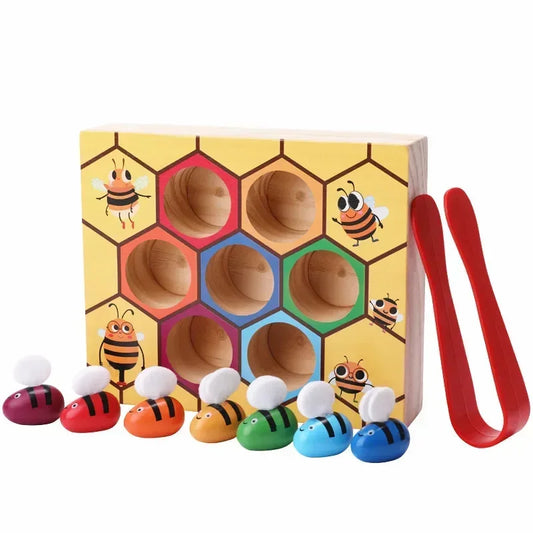 Montessori Spielzeug Ab 1 Jahr - Bienen-Clip für Feinmotorik & Logisches Denken aus Nachhaltigem Holz 1
