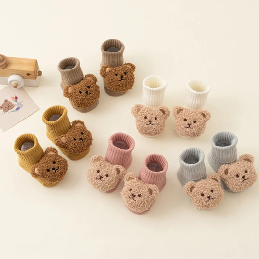 Süße Cartoonbären Socken Aus Baumwolle Mit Anti-Rutsch-Sohle Für Neugeborene Und Kleinkinder 2