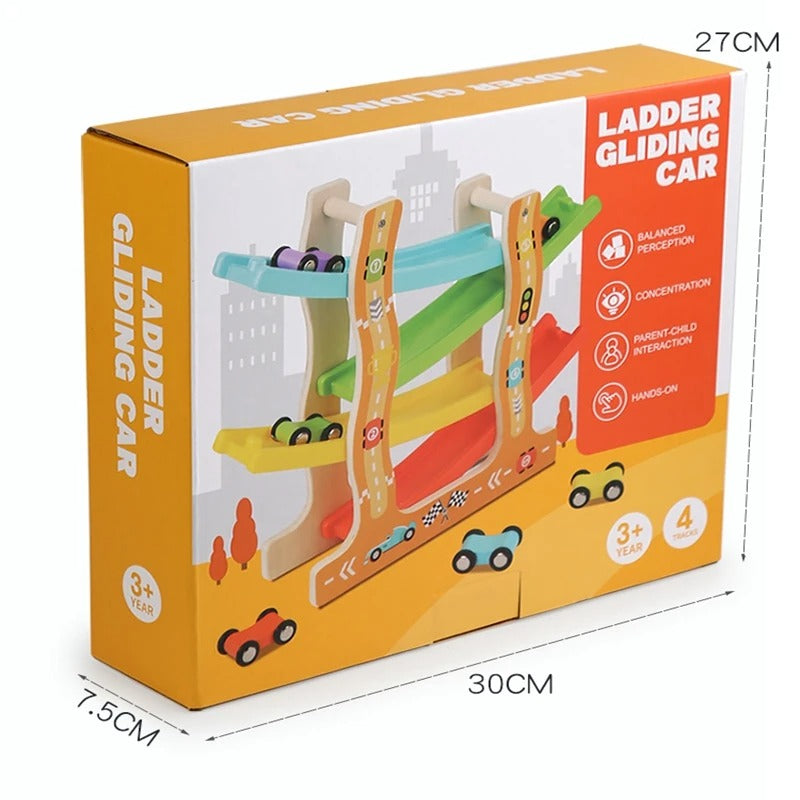 Montessori wooden car slide toy for toddlers and children