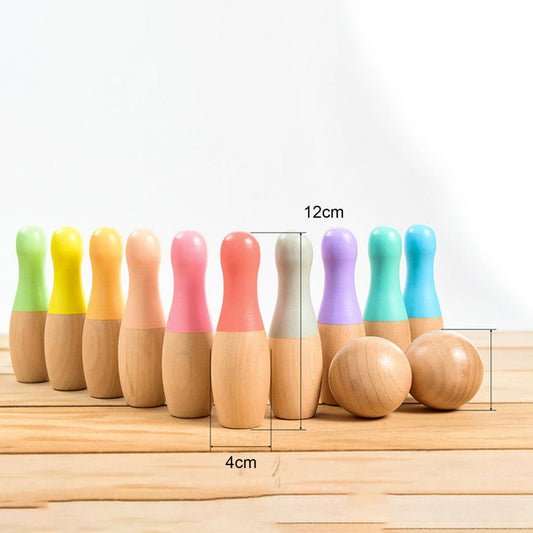 Montessori Bowlingspielzeug aus Holz für Kleinkinder und Kinder