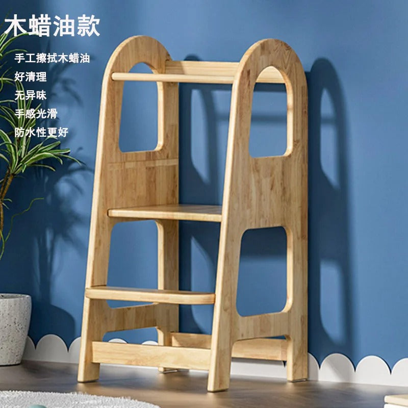 Tritthocker 2-stufig aus Holz für Kleinkinder zum Händewaschen Lernen