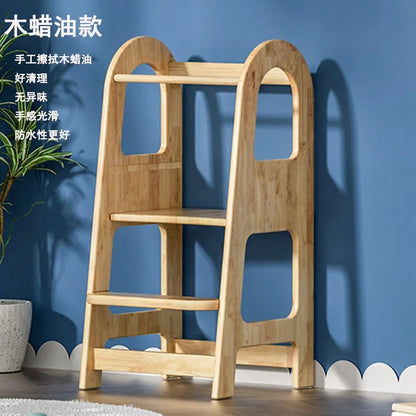 Tritthocker 2-stufig aus Holz für Kleinkinder zum Händewaschen Lernen