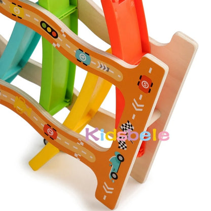 Montessori wooden car slide toy for toddlers and children